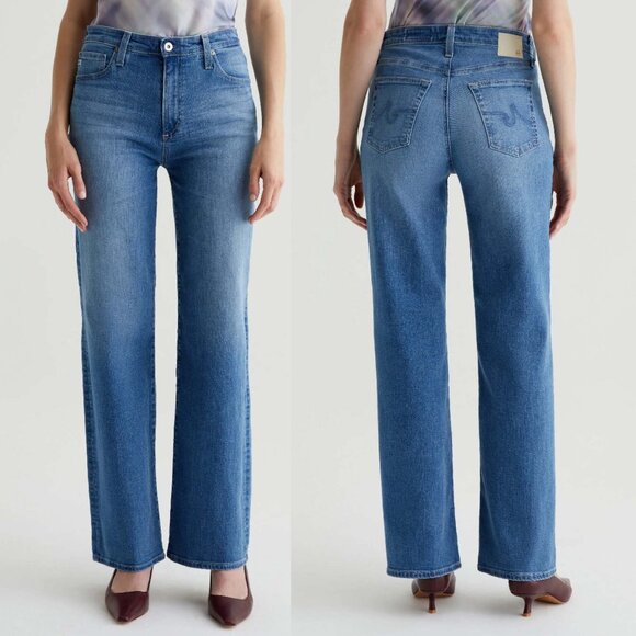 AG Kora High Waist Wide Leg Jeans In Fortunate Blue Women's 31 Designer $235 - Picture 1 of 16
